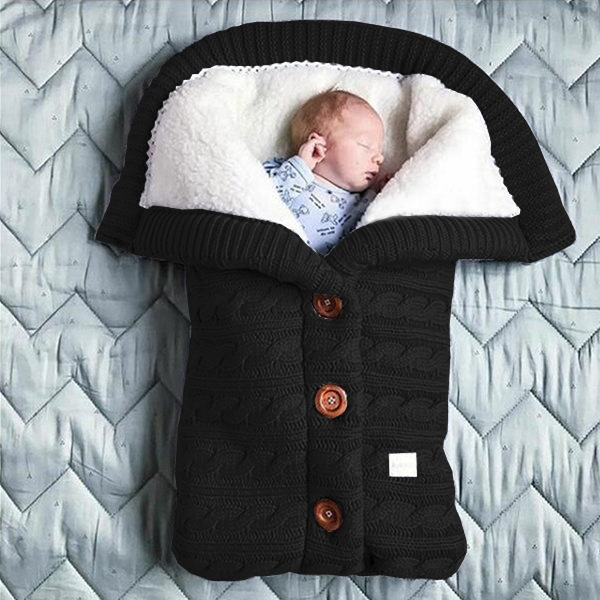 CA Saco de dormir de punto para cochecito de bebé, edredón acolchado de terciopelo y algodón para recién nacido