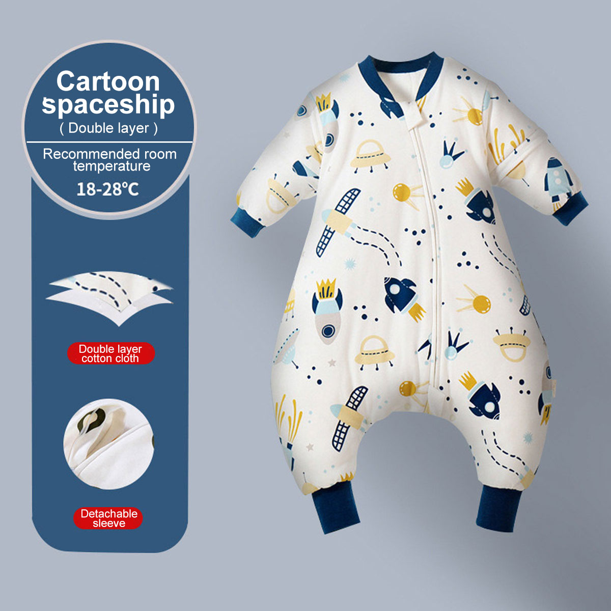 CA Saco de dormir Grués de dos patiitas con Mangas desmontables para niños y niñas, para Invierno