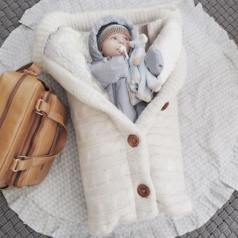 Saco de dormir de punto grueso para bebé, forro de Cachemira de imitación infantil, envoltura para recién nacido, manta para cochecito de niño