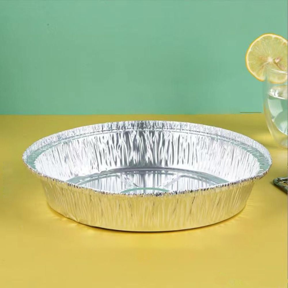 TK 50 Uds. Bandejas portátiles de papel de aluminio plateado, platos redondos antiadherentes para Flan, freidora de aire desechable, caja de papel de aluminio para asar
