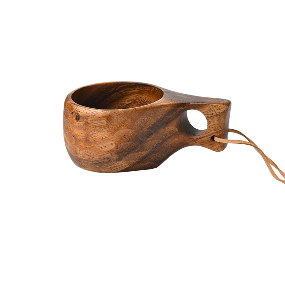 TK Taza de café para desayuno, taza finlandesa para acampar, práctica taza de madera de Acacia, taza de leche, taza de agua, taza de desayuno, concha de tortuga