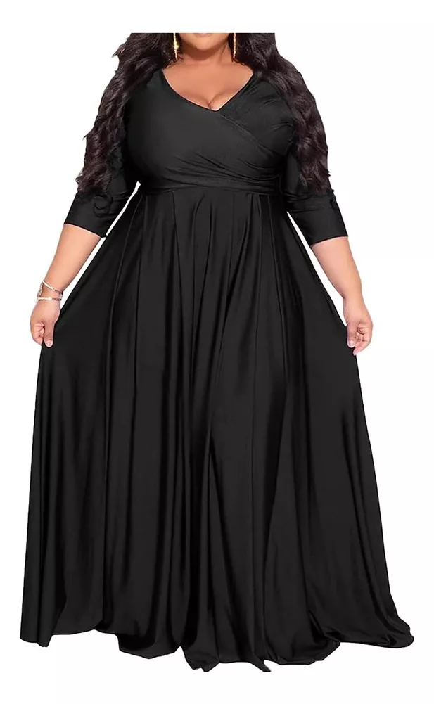TK Vestido Largo De Noche 2024, Talla Grande, Con V