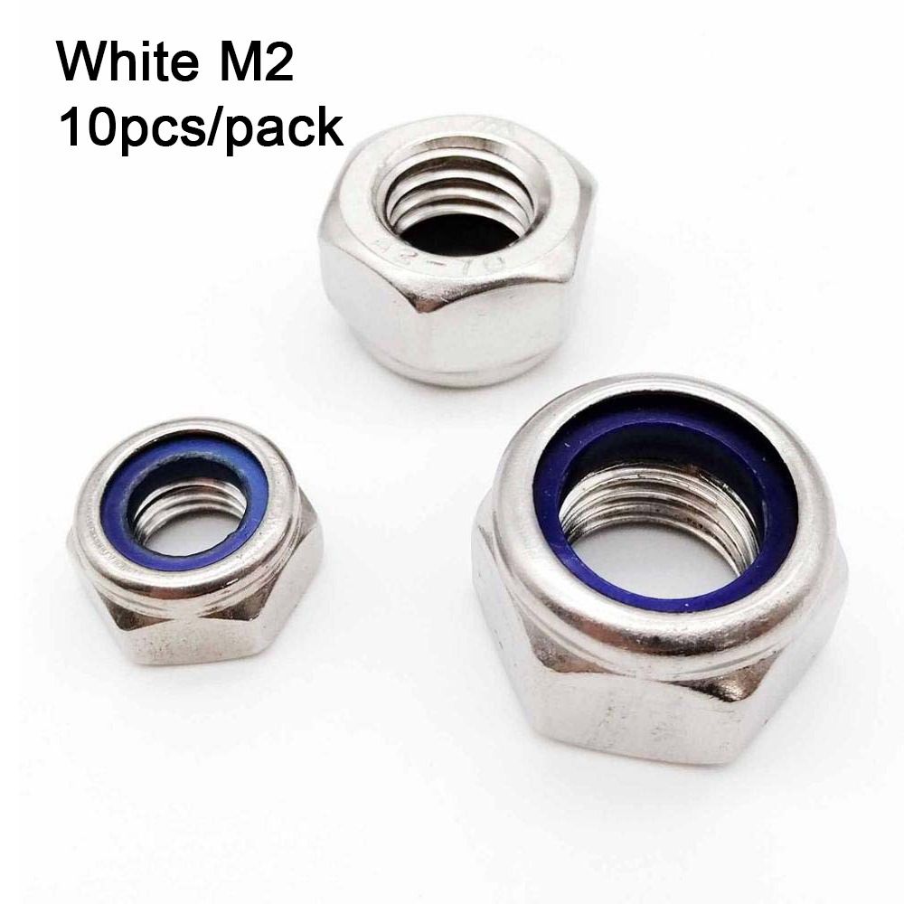 TK Tuerca de bloqueo autoblocante de acero inoxidable 304, 10 piezas, M2, M3, M4, M5, hexagonal, de nailon, accesorios de Hardware, negro/plateado