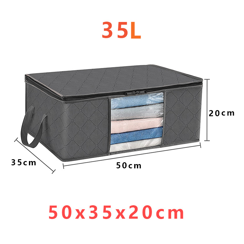 TK Juego de 3 Piezas Organizador de Ropa,Cajas de Almacenamiento Plegables con Asas Reforzadas,Bolsas de Tela Resistente para Guardar Ropa con Ventana Transparente