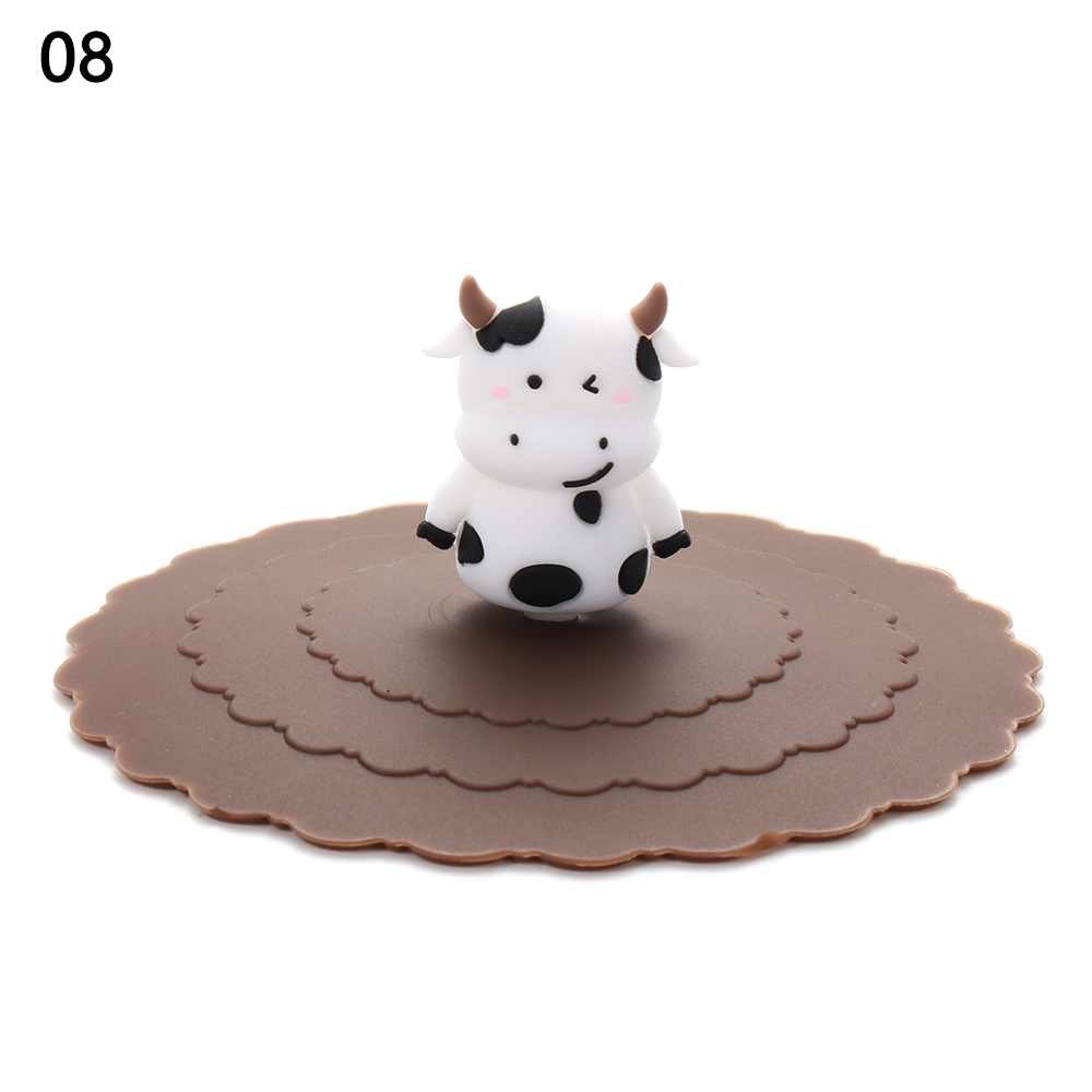 CA Cubierta de silicona reutilizable para Taza, tapa de Ventosa with Sello bonito, a prueba de Polvo, a prueba de fugas, accesorios para Té y Café, 10cm