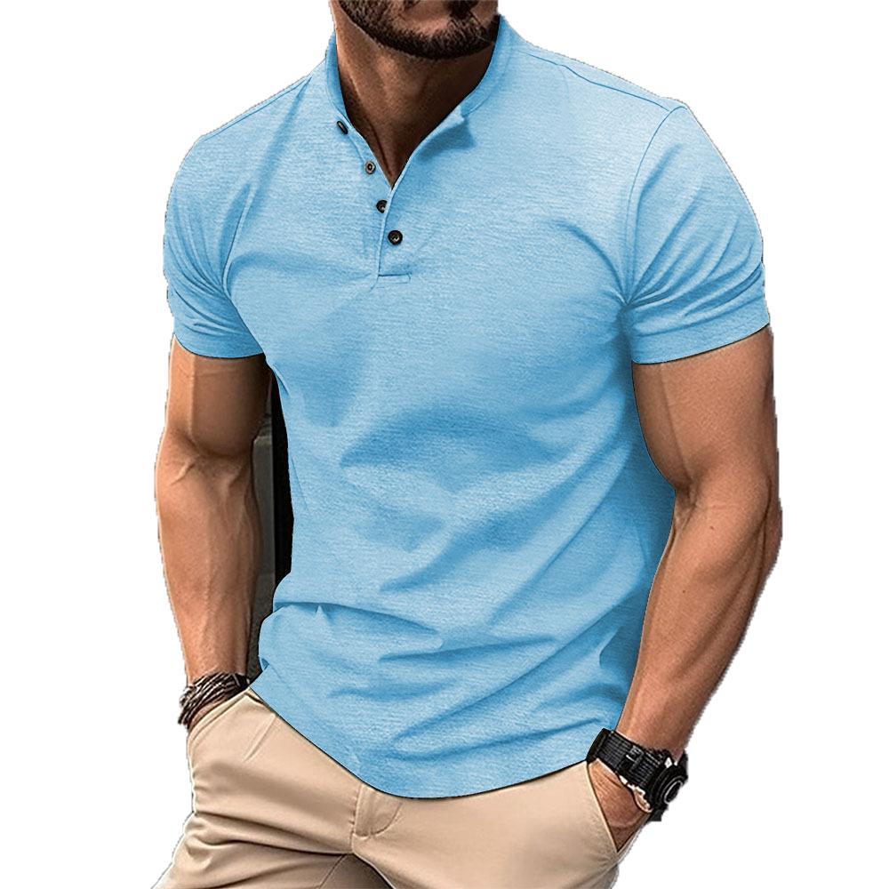 TK Polo de manga corta para hombre, camiseta informal de talla grande Henley con cuello, color beige, rojo, verde, 2xl