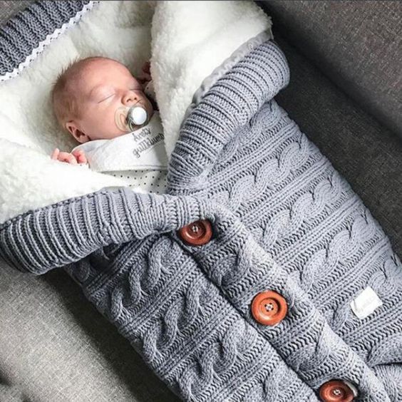 CA Saco de dormir de punto para cochecito de bebé, edredón acolchado de terciopelo y algodón para recién nacido