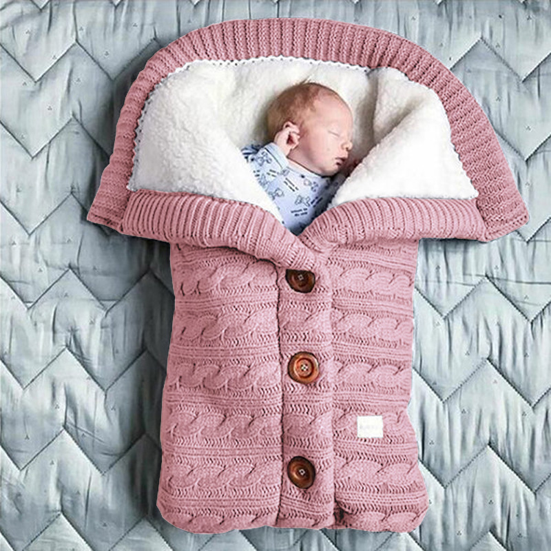 CA Saco de dormir de punto para cochecito de bebé, edredón acolchado de terciopelo y algodón para recién nacido