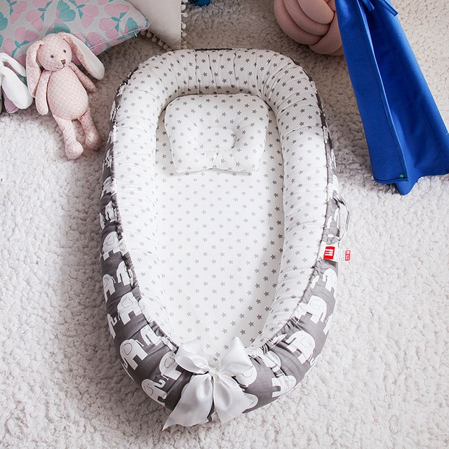 TK Cuna de viaje Recién Nasido para Bebés y Niños de 0 a 12 Més Desmontable y Lavable Cuna Antiaplatamiento Cama Median Nest Biônico
