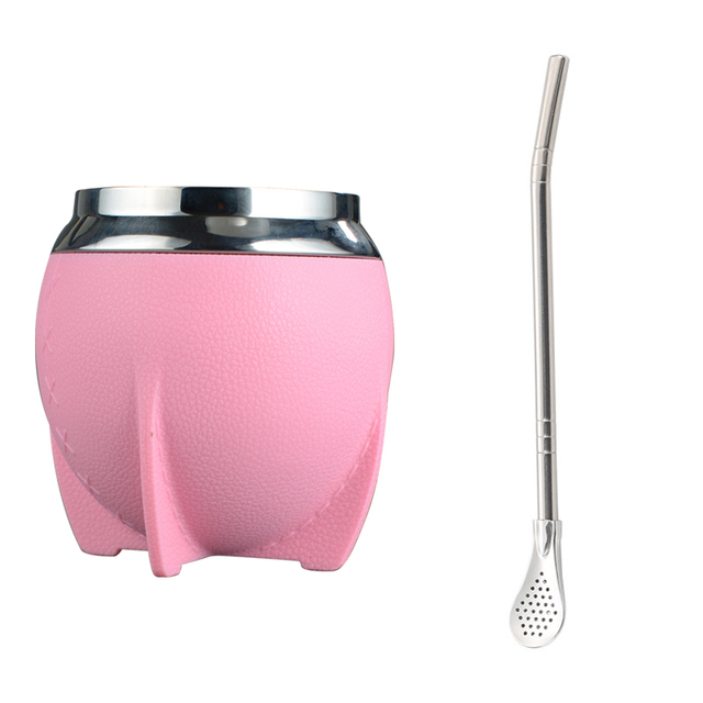 Taza de Yerba Mate de 280ml, viene con 1 pajita de aislación portátil, botella de Agua de Maple inoxidable