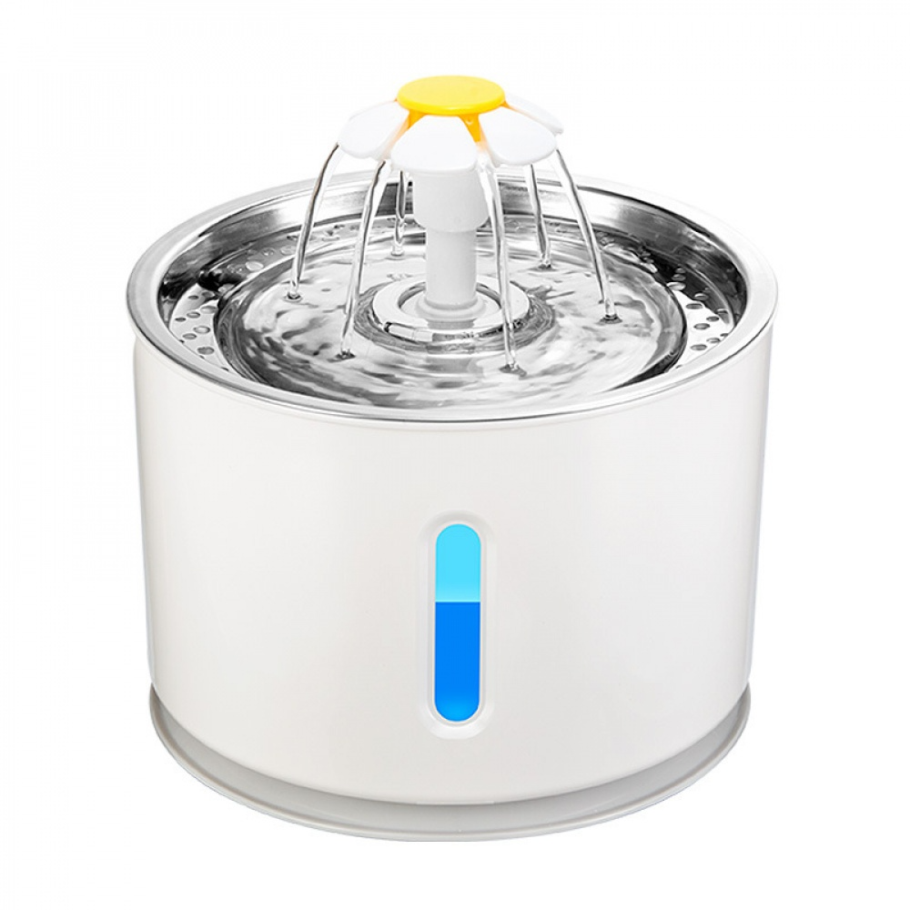 Fuente de agua para gatos de acero inoxidable, fuente automática de 81oz (2,4l) con luz LED e interruptor, para gatos y perros