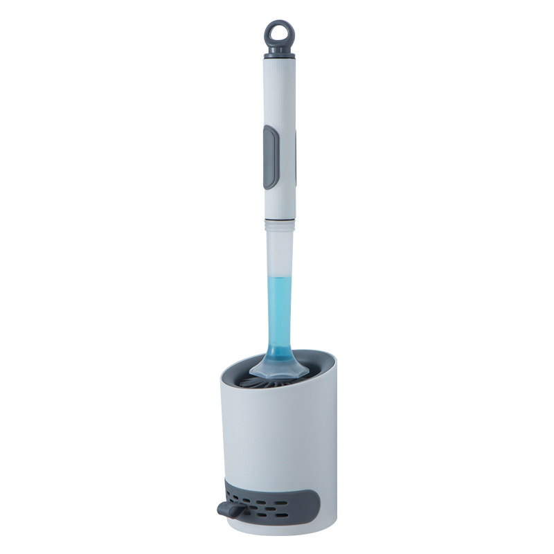TK Juego de cepillos de inodoro recargables para detergente, montado en la pared con soporte, cepillo de silicona TPR para herramientas de limpieza de esquinas, accesorios de baño
