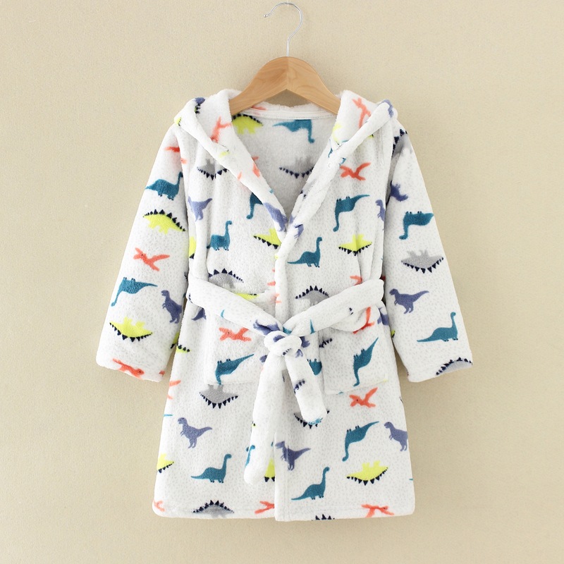 OmHO Bata con estampado de dibujos animados, ropa de dormir para niños y niños, invierno y juguete