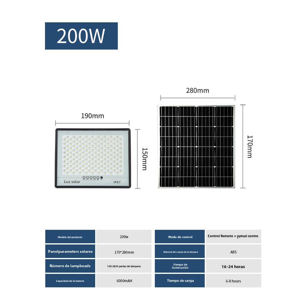TK Lámpara Solar de 300W para Exterior, Focos impermeables, Luces Solares con mando a distancia, reflector de luz, Luces de Jardín
