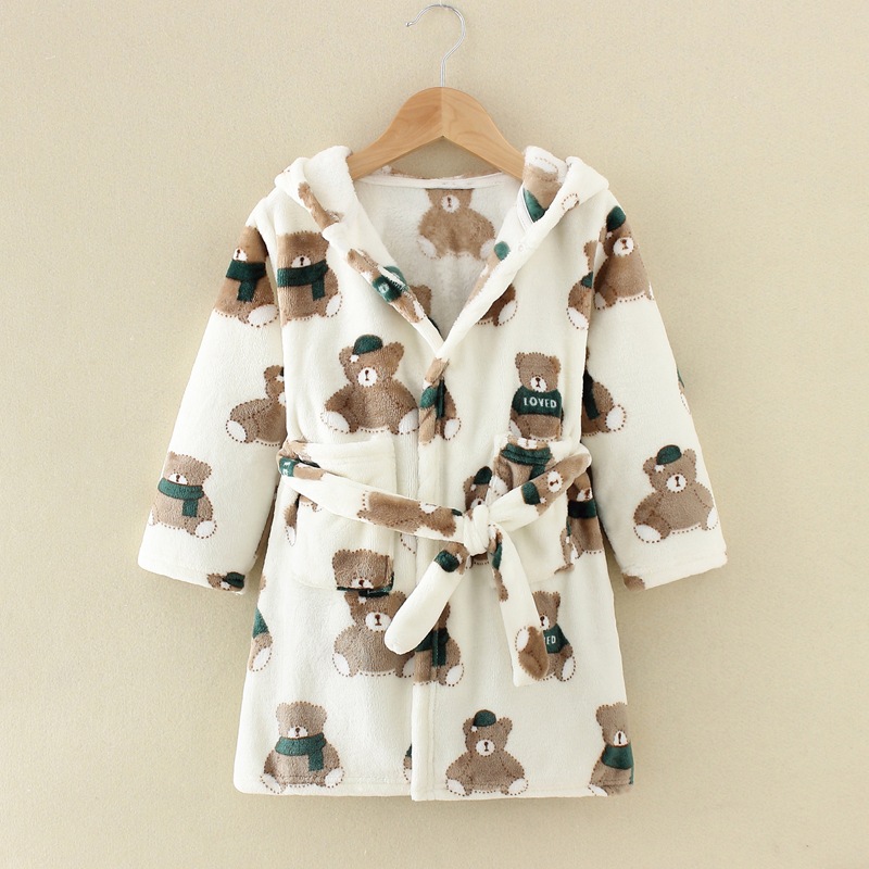 OmHO Bata con estampado de dibujos animados, ropa de dormir para niños y niños, invierno y juguete