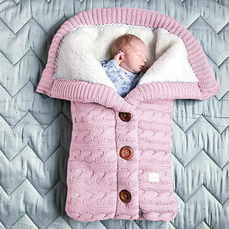 CA Saco de dormir de punto para cochecito de bebé, edredón acolchado de terciopelo y algodón para recién nacido