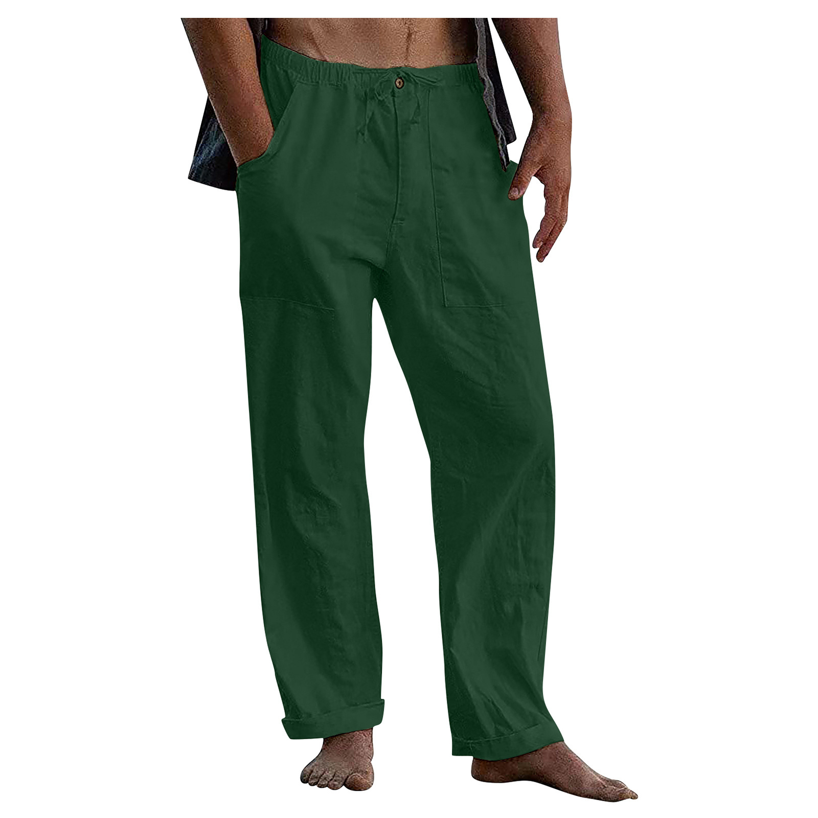 TK Pantalones deportivos informales para hombre, pantalón Midi de talla grande con cordón, ropa de playa de pierna ancha, primavera y verano, 5xl, 4xl
