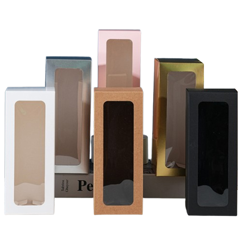 TK Caja de regalo rectangular con ventana transparente para botella de vino, caja de papel para embalaje de velas de aromaterapia, decoración para fiesta de boda, 10 Uds.