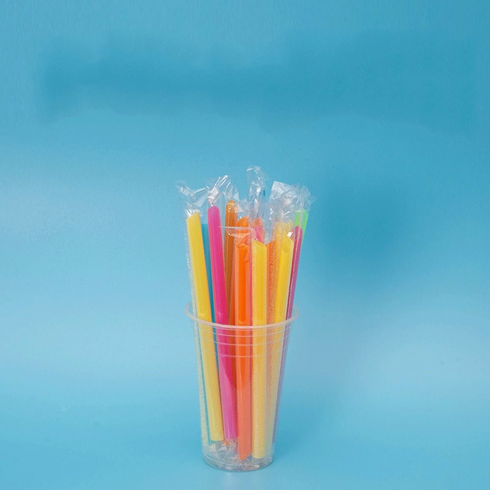 Pajitas desechables de plástico Multicolor, Pajita colorida para Bebida té con leche, 23cm, 100 Unidades/Set