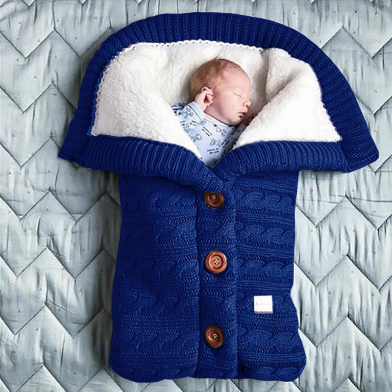 CA Saco de dormir de punto para cochecito de bebé, edredón acolchado de terciopelo y algodón para recién nacido