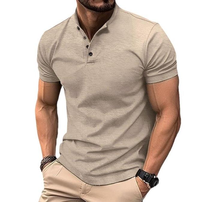 TK Polo de manga corta para hombre, camiseta informal de talla grande Henley con cuello, color beige, rojo, verde, 2xl