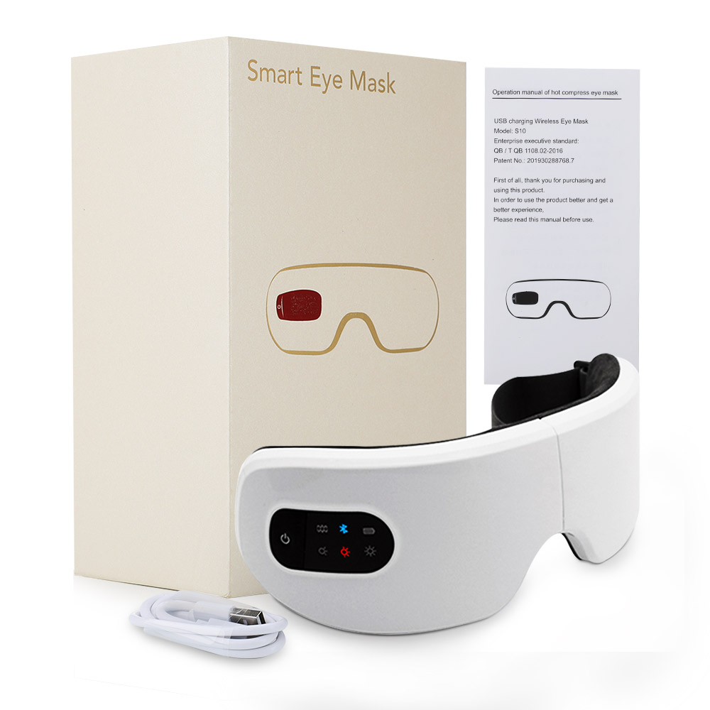 Masajeador de ojos eléctrico, compresa caliente, alivio del estrés, calefacción, vibración, masaje, conectar música, relajación, plegable, cuidado de los ojos, gafas inteligentes