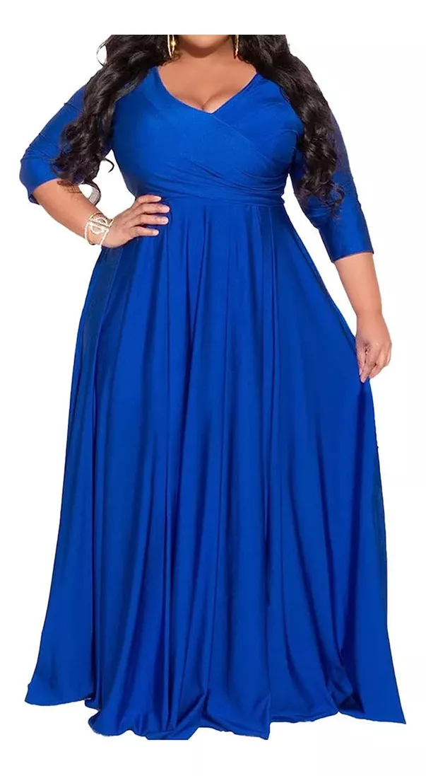TK Vestido Largo De Noche 2024, Talla Grande, Con V