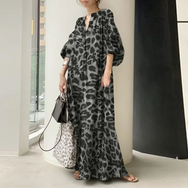 TK Vestido Maxi Estampado de Moda Sundress Leopardo