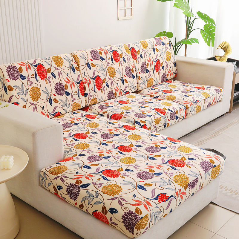 TK Funda de Cojín para Sofá Elástica de Marca Mueble de Poliéster con Patrón Floral Tapa de Quilting Removible y Lavable para Sala de Estar