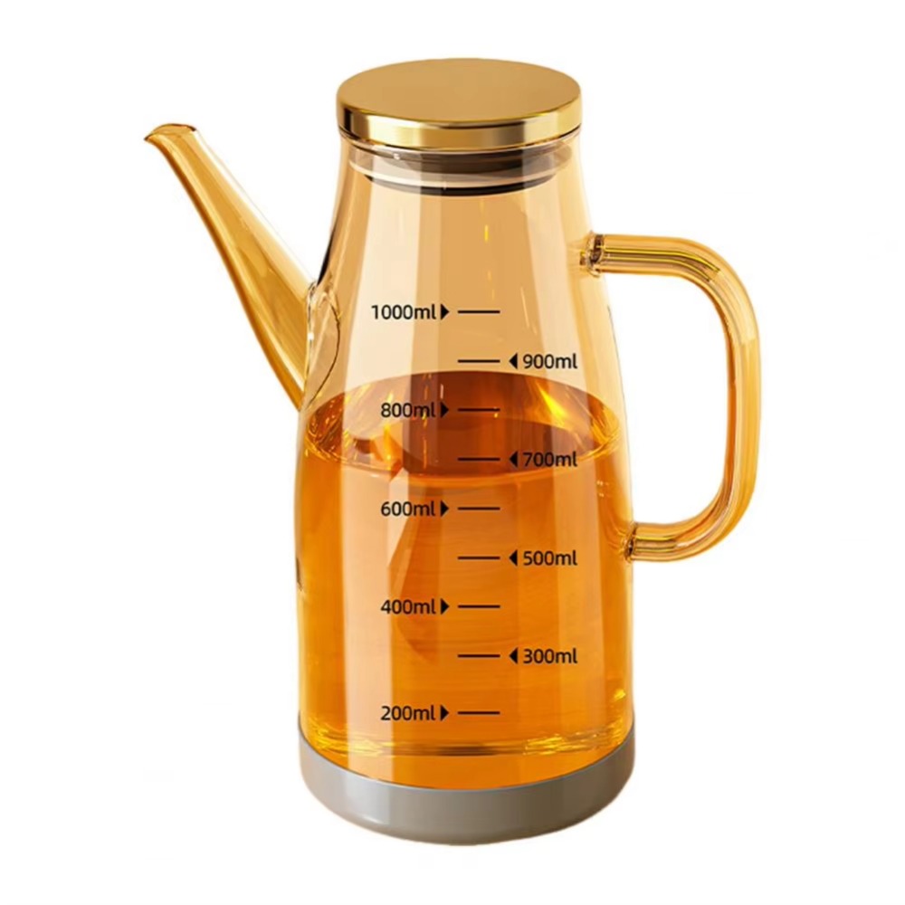 Botella de aceite de cocina de gran capacidad, Base de goma, dispensador de aceite de oliva a prueba de fugas, tapa de acero inoxidable recargable, jarra de vinagre para cocina