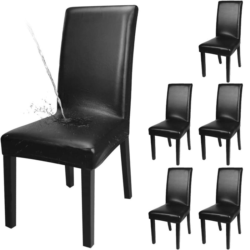 CA Funda de Silla comedor, material elástico impermeable y Aceite de cuero resistant Pu, Cubierta protectora, 4/6 piezas