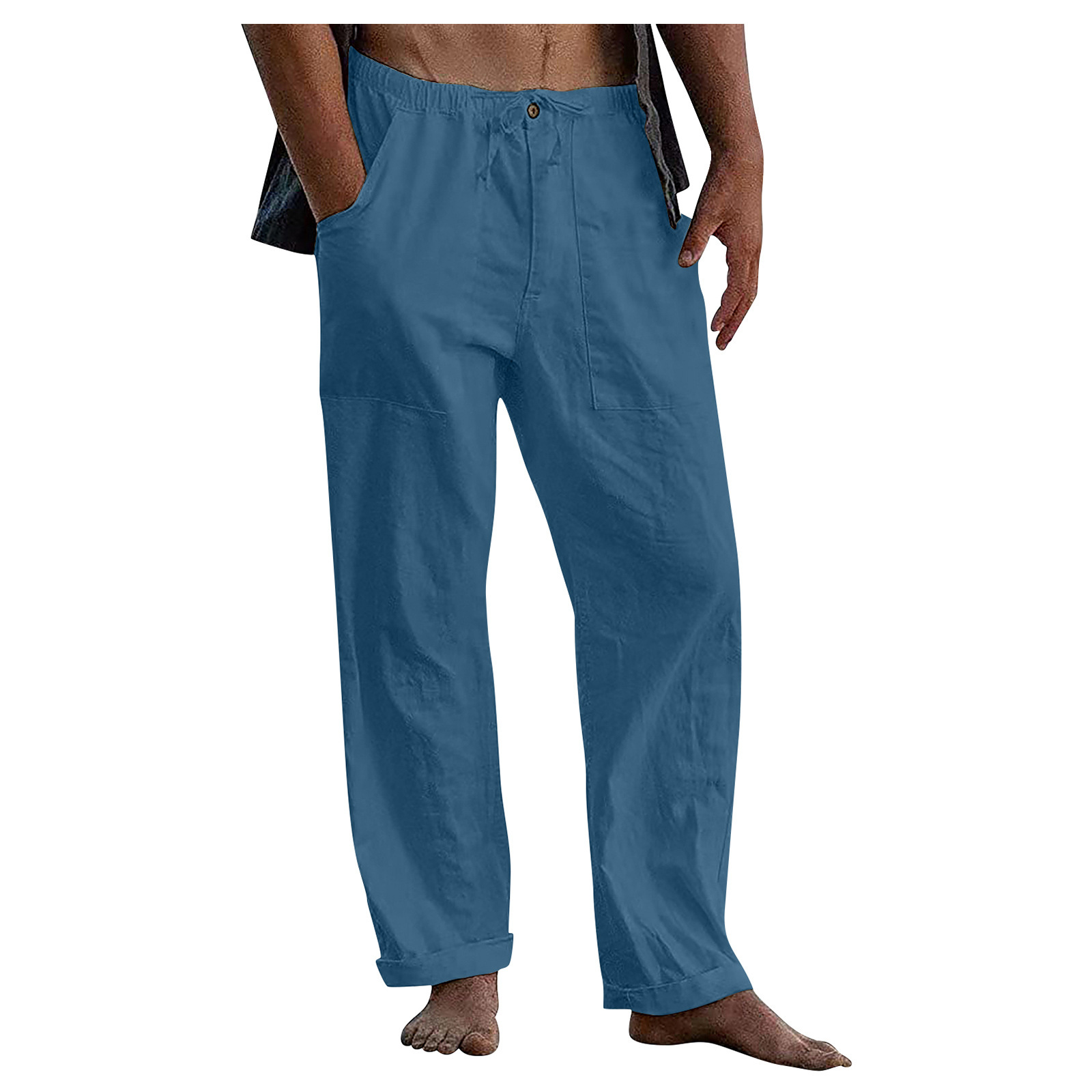 TK Pantalones deportivos informales para hombre, pantalón Midi de talla grande con cordón, ropa de playa de pierna ancha, primavera y verano, 5xl, 4xl