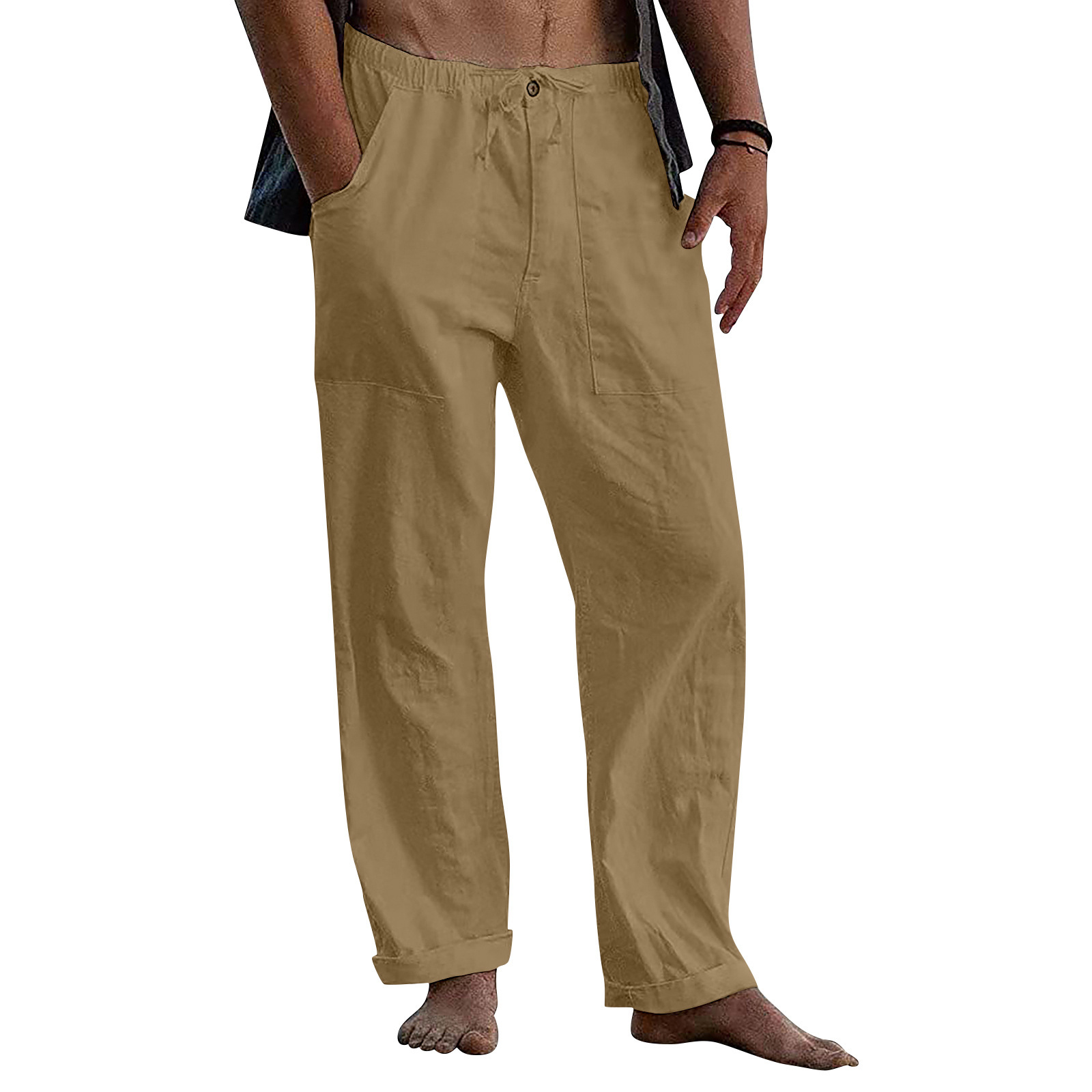 TK Pantalones deportivos informales para hombre, pantalón Midi de talla grande con cordón, ropa de playa de pierna ancha, primavera y verano, 5xl, 4xl