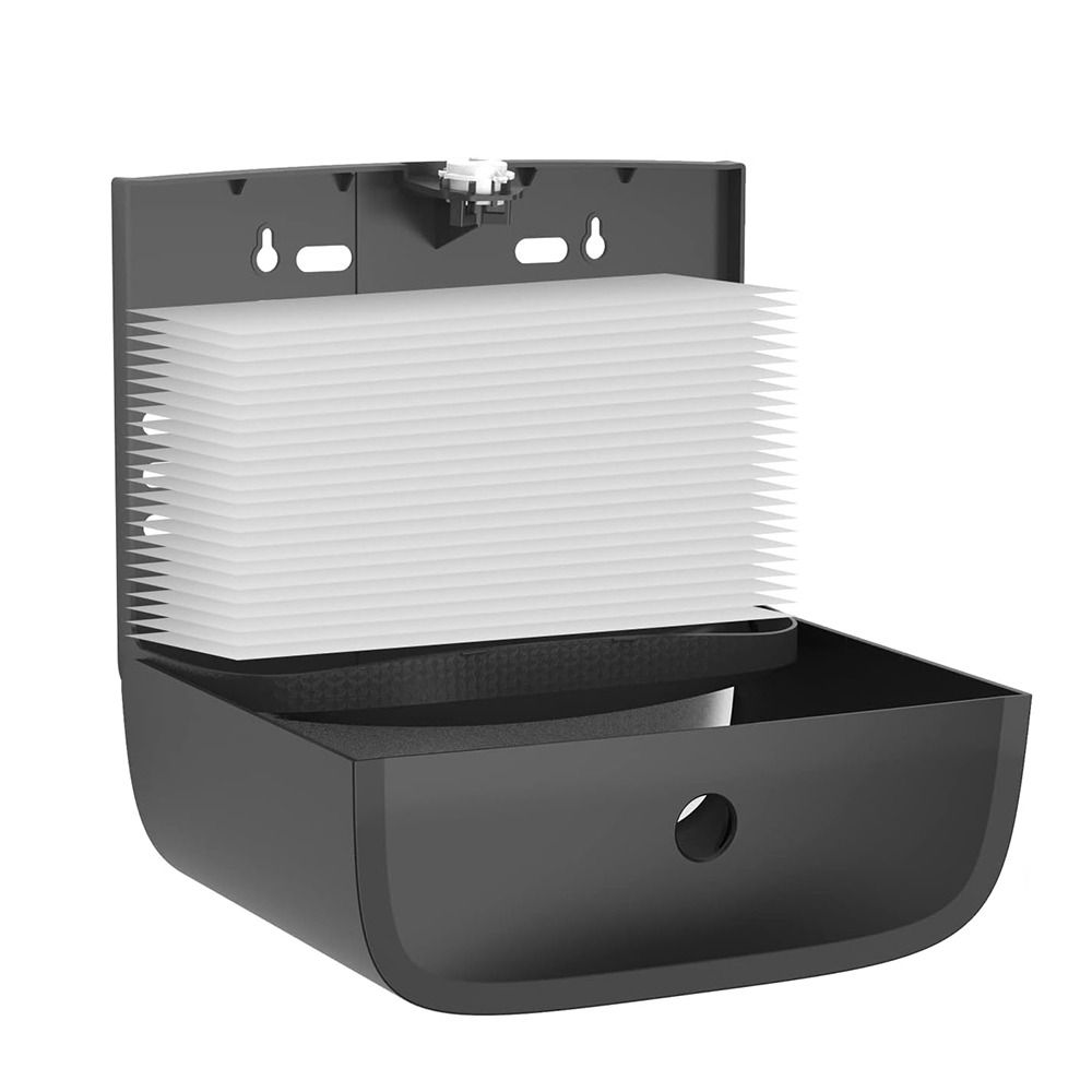 TK Dispensador de toallas de papel de montaje en pared, soporte de toalla de Papel plegable compacto, ABS, Negro, para baño y Cocina