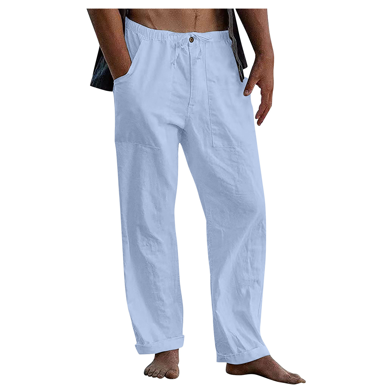 TK Pantalones deportivos informales para hombre, pantalón Midi de talla grande con cordón, ropa de playa de pierna ancha, primavera y verano, 5xl, 4xl