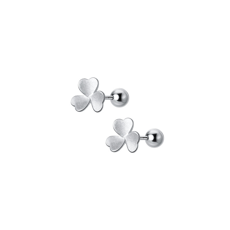 pendientes de trébol de Ley 925 para mujer, aretes de tuerca de plata 925, joyería femenina sin Enchapado, con tornillo trasero