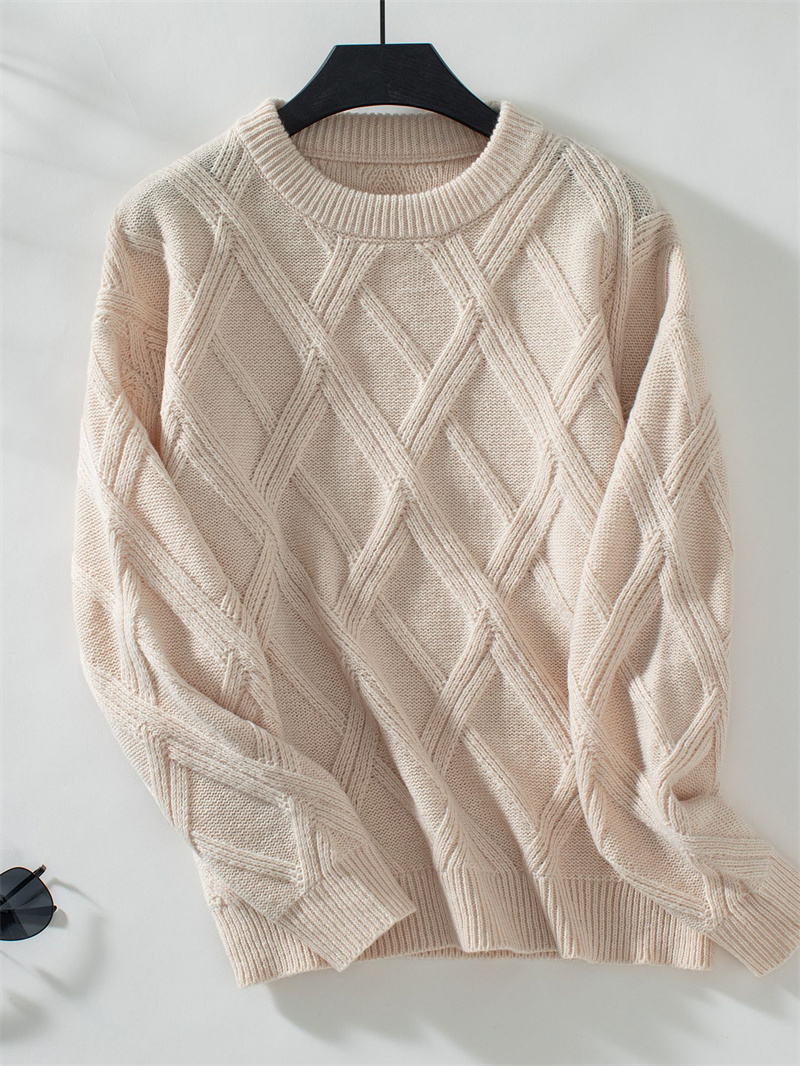 TK Suéter Vintage de punto de Cable para mujer, Jersey informal suelto, Túnica de Color sólido, Tops de otoño e invierno