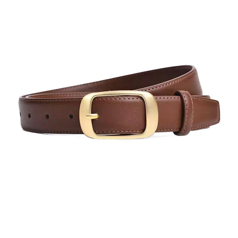 Cinturón de moda de nuevo estilo con boton para Mujeres, versáril, decorativo, de estilo simple, Combinado con jeans, sensación de alta gama