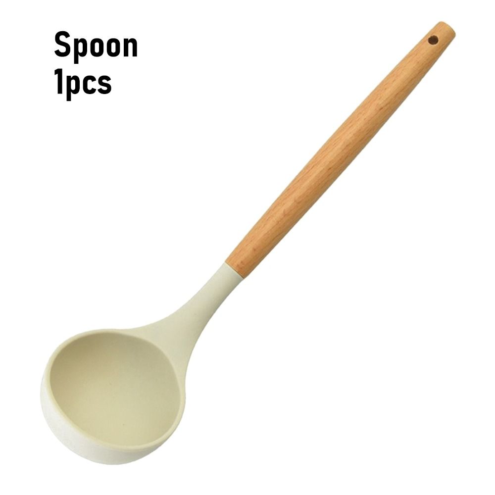 Cuchara de silicona antiadherente, utensilios de cocina resistentes al calor, espátula giratoria, sartén para panqueques, Beige, 3 unidades por juego