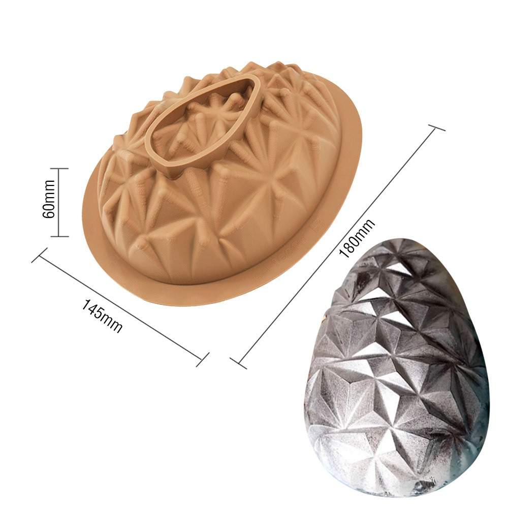 TK Nuevo Molde Grande de Silicona para Huevos de Pascua, Molde 3D de Chocolate con Diseño de Huevos de Dinosaurio, Molde para Hornear Pasteles Que se Rompe