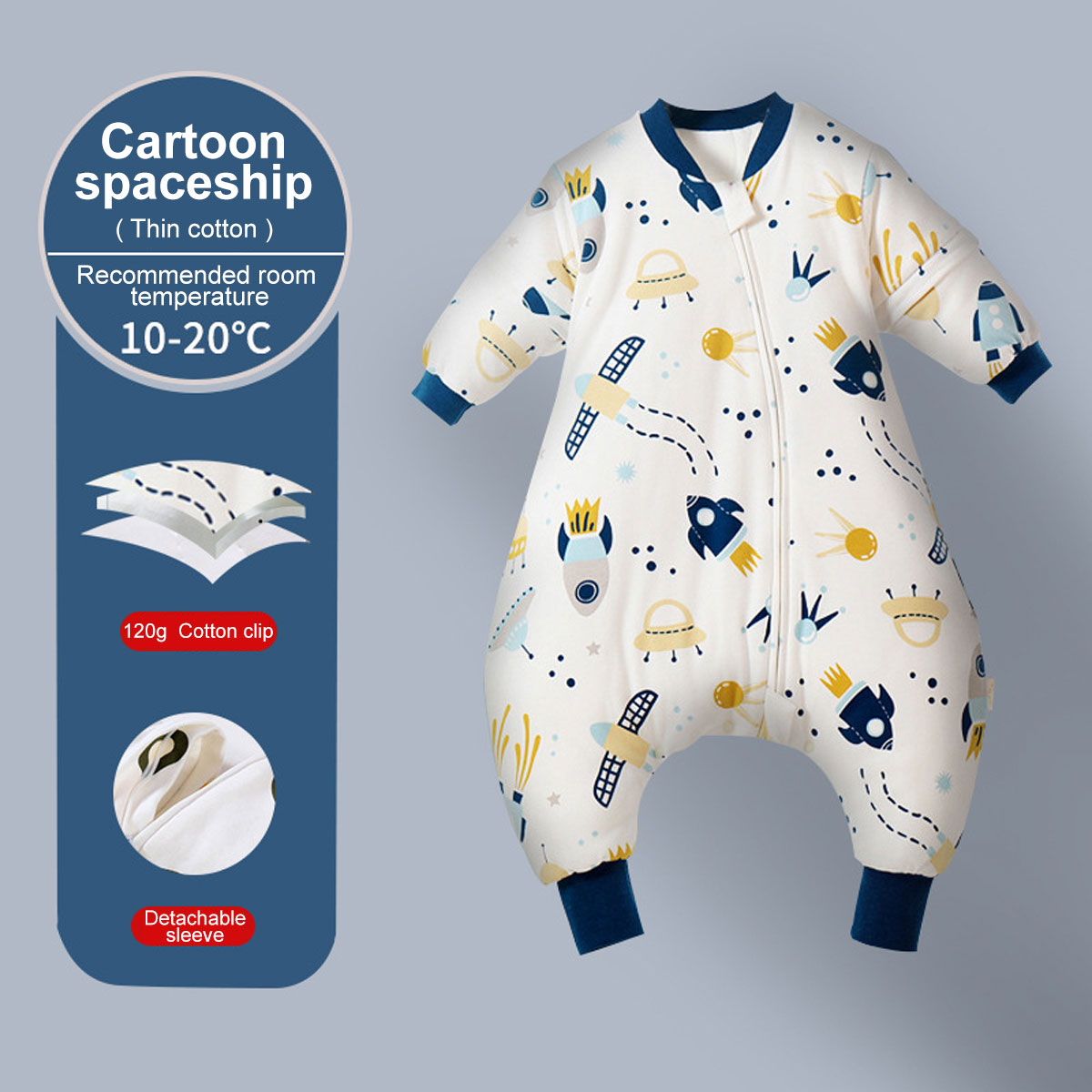 CA Saco de dormir Grués de dos patiitas con Mangas desmontables para niños y niñas, para Invierno