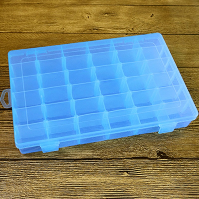 TK Caja de almacenamiento de plástico ajustable de 36 rejillas, caja de joyería transparente, estuche de soporte de tornillo de cuentas de pendientes, contenedor organizador de almacenamiento de costura