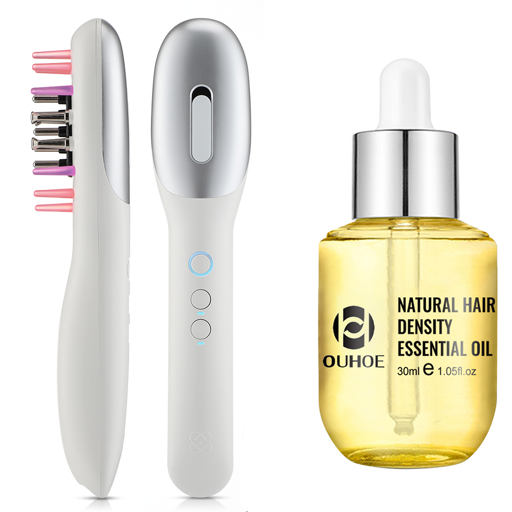Peine para Crecimiento de Cabello Eléctrico RF Masajeador de Cuero Cabelludo Anti-caída de Cabello