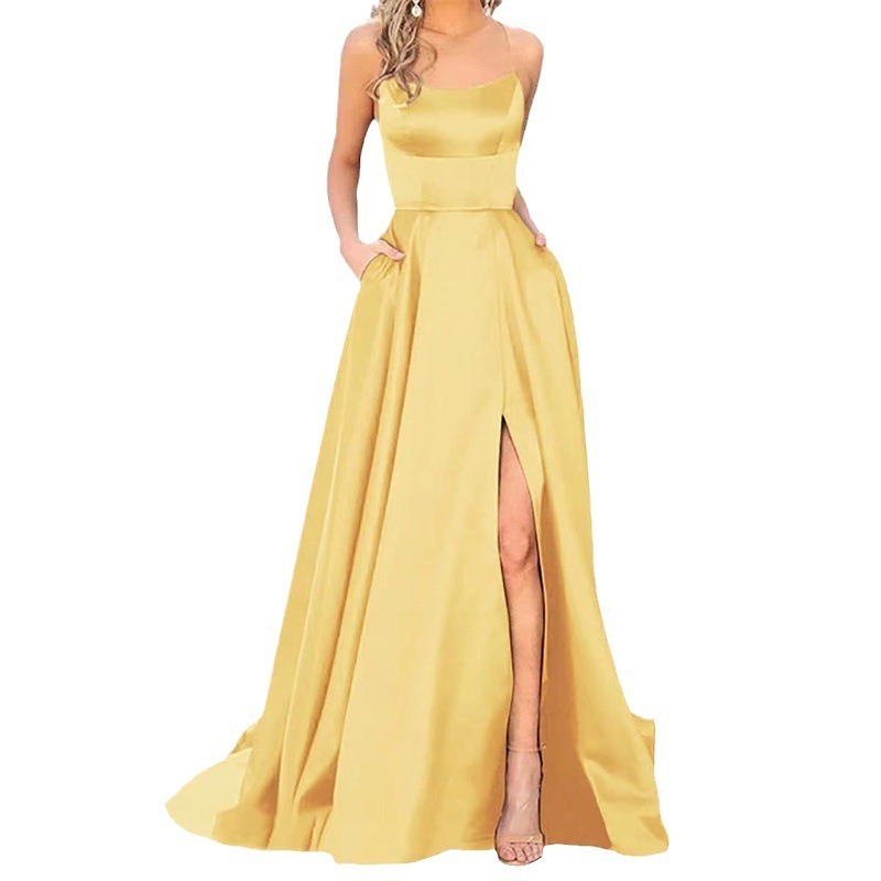 TK Vestido largo de dama de honor con hombros descubiertos, vestido de noche para damas de honor a la moda