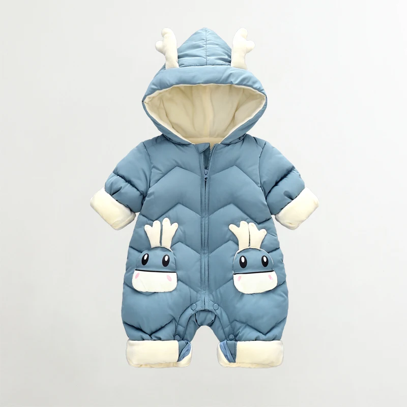 OmHO Ropa de invierno para recién nacidos 0-3 años Traje de nieve de terciopelo Jumpsuit Grueso Abrigo de bebé
