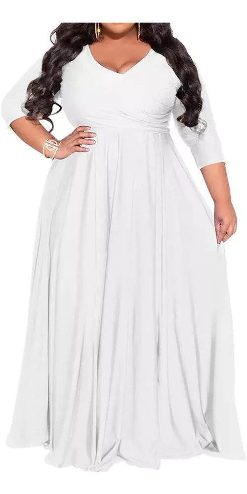 TK Vestido Largo De Noche 2024, Talla Grande, Con V