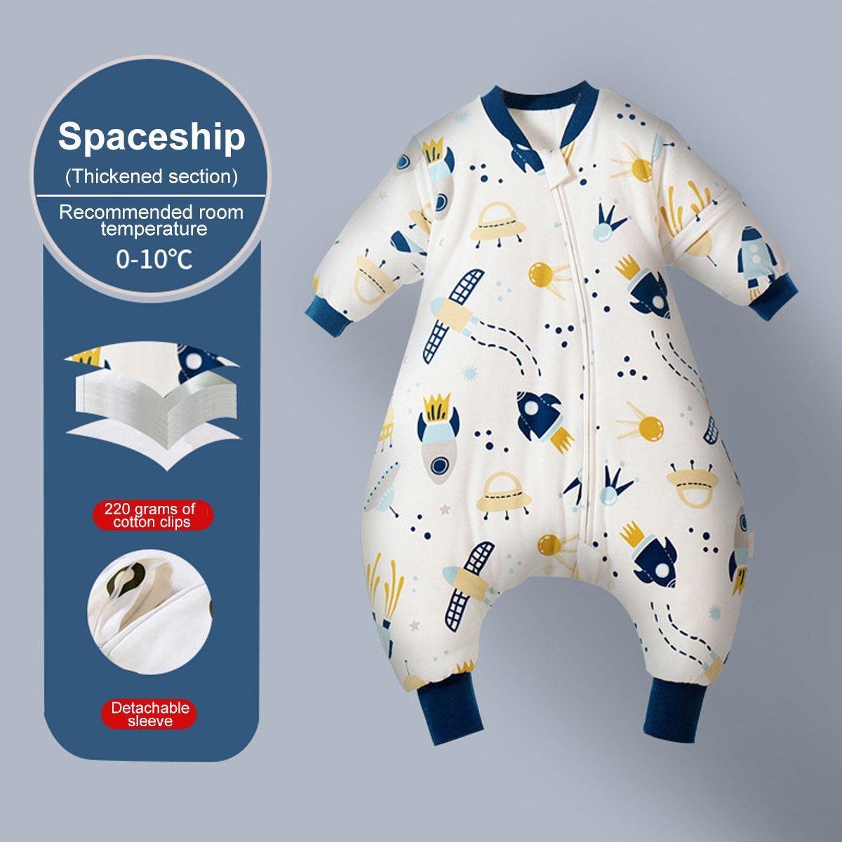 CA Saco de dormir Grués de dos patiitas con Mangas desmontables para niños y niñas, para Invierno