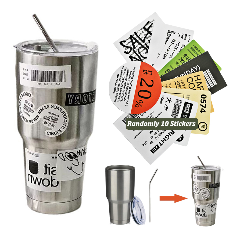 Taza de aislamiento de hielo DIY con pajita, termo de congelación para coche, taza de agua 900 para mantener el frío de acero inoxidable, taza de bebida de café, 30oz, 304 ml