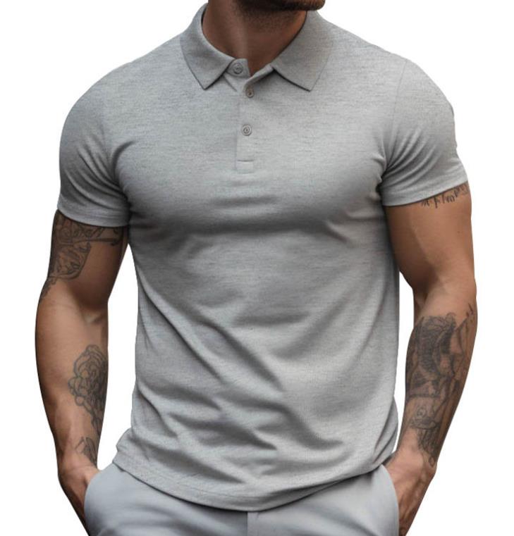 TK Polo de manga corta para hombre, camiseta informal con cuello Henley, talla grande, primavera, verano, Azul, Negro, RED2xl