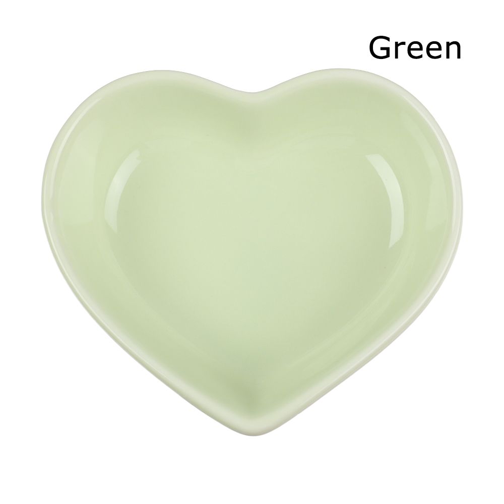 Miniplato de cerámica con forma de corazón para salsa, condimento lateral, cuenco de inmersión para Sushi y soja, platos pequeños para servir aperitivos